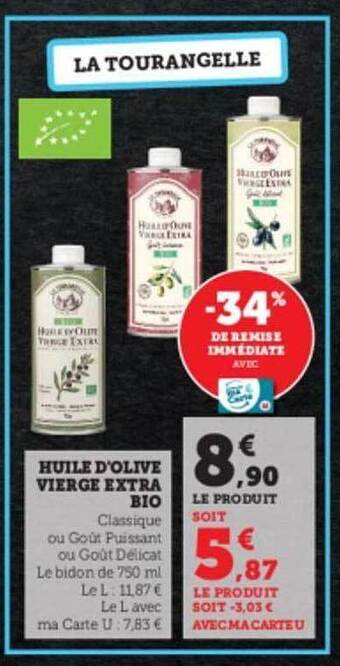 Hyper U Huile d'olive vierge extra bio offre