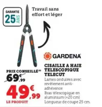 Cisaille à haie télescopique telecut gardena