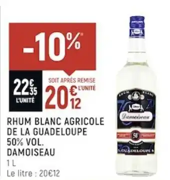 Spar Rhum blanc agricole de la guadeloupe 50% vol. DAMOISEAU offre