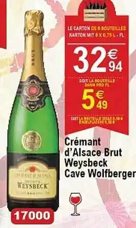 Cora x Carrefour Crémant d'alsace brut weysbeck cave wolfberger offre