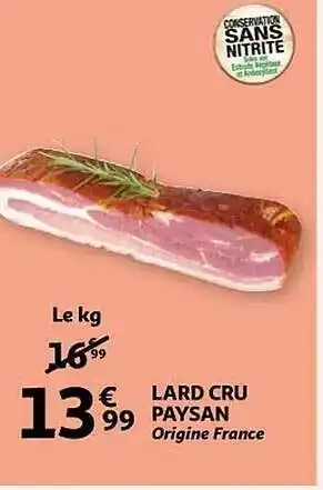 Auchan Lard cru paysan offre