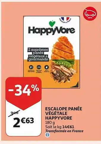 Auchan Escalope panée végétale happyvore offre