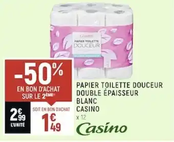 Spar Papier toilette douceur double épaisseur blanc CASINO offre