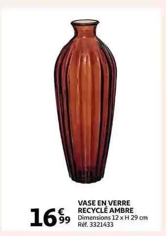 Auchan Vase en verre recyclé ambre offre