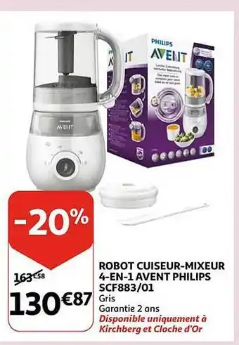 Auchan Robot cuiseur-mixeur 4en1 avent philips scf883.01 offre