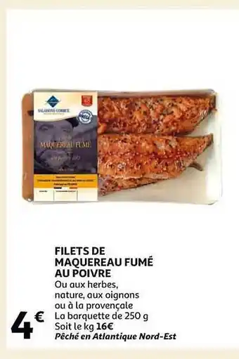 Auchan Filets de maquereau fumé au poivre offre