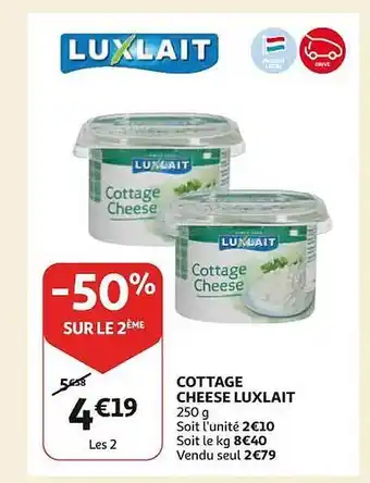 Auchan Cottage cheese luxlait offre