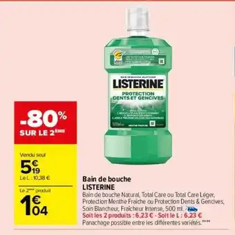Carrefour Drive Bain de bouche listerine offre