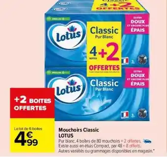 Carrefour Drive Mouchoirs classic lotus offre