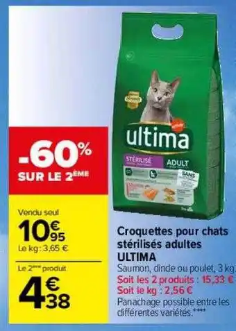 Croquettes pour chats stérilisés adultes ultima