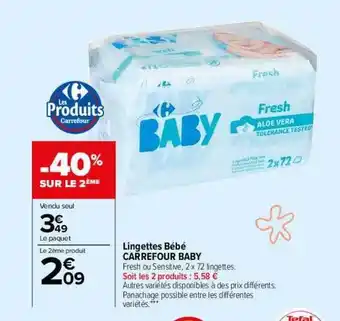 Carrefour Drive Lingettes bébé carrefour baby offre