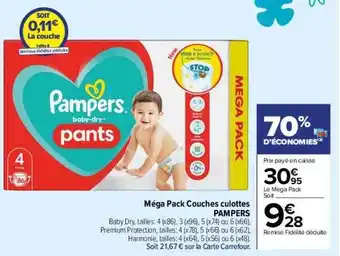 Carrefour Drive Méga pack couches culottes pampers offre