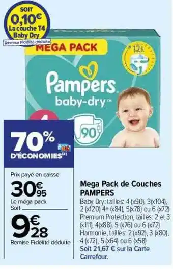 Carrefour Drive Méga pack de couches pampers offre