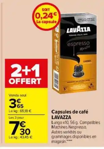 Carrefour Drive Capsules de café lavazza offre