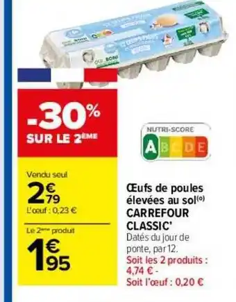 Carrefour Drive Œufs de poules élevées au sol carrefour classic' offre