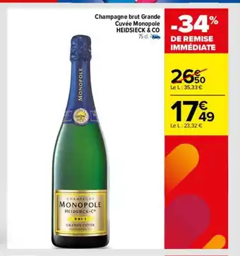 Carrefour Drive Champagne brut grande cuvée monopole heidsieck & co offre