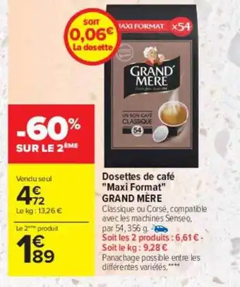 Carrefour Drive Dosettes de café offre