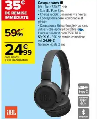 Carrefour Drive Casque sans fil jbl offre
