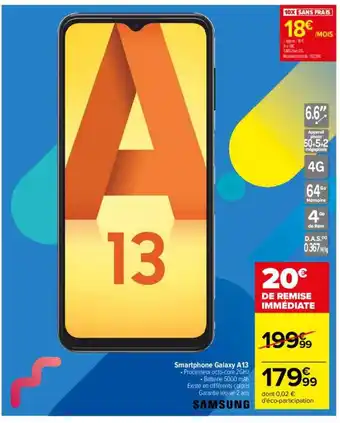 Carrefour Drive Smartphone galaxy a13 samsung offre