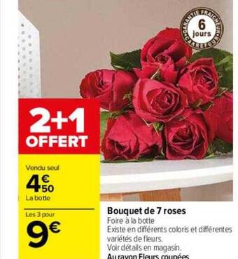 Carrefour Drive Bouquet de 7 roses offre