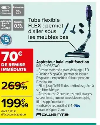 Carrefour Drive Aspirateur balai multifonction rowenta offre