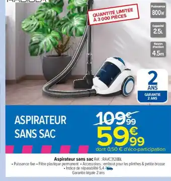 Carrefour Drive Aspirateur sans sac radiola offre