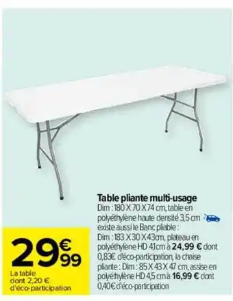 Carrefour Drive Table pliante multi-usage offre