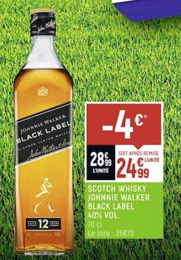 Promo Scotch whisky johnnie walker BLACK LABEL chez Spar