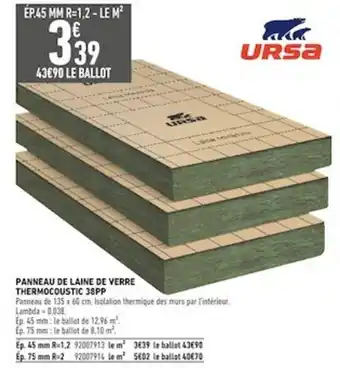 Panneau de laine de verre thermocoustic 38PP