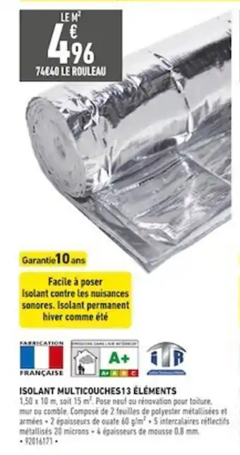 Isolant multicouches13 éléments
