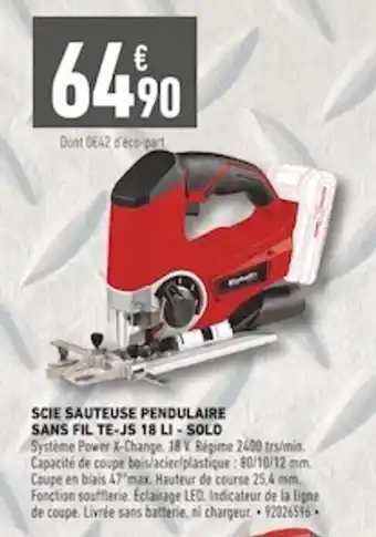 Batkor Scie sauteuse pendulaire sans fil te-js li-solo offre