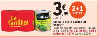 E.Leclerc Haricots verts extra fins "D'AUCY" offre