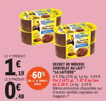 E.Leclerc Secret de mousse chocolat au lait "LA LAITIÈRE" offre