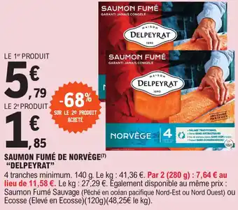 E.Leclerc Saumon fumé de norvège "DELPEYRAT" offre