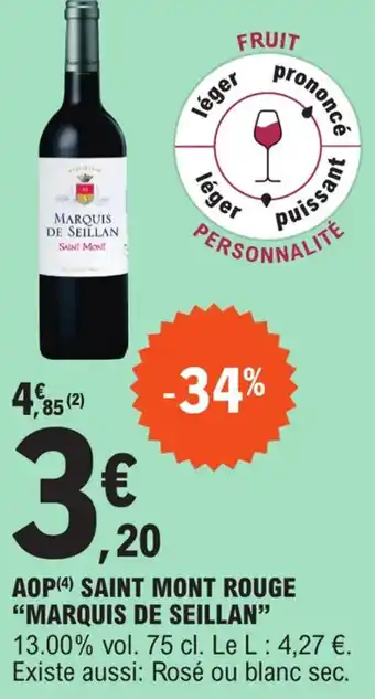 E.Leclerc Aop saint mont rouge "MARQUIS DE SEILLAN" offre