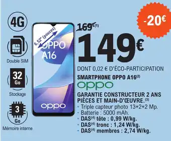 E.Leclerc Smartphone oppo A16 offre