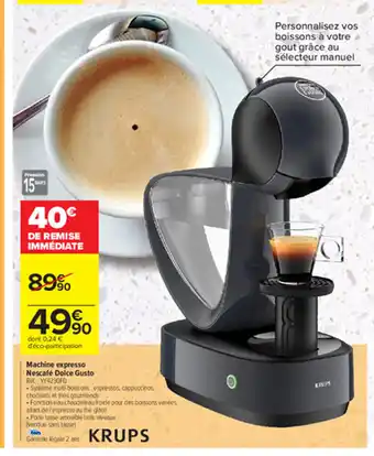 Carrefour Machine expresso Nescafe Dolce Gusto offre