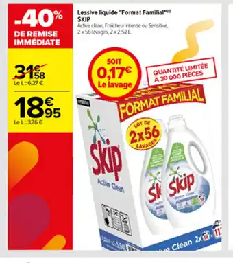 Carrefour Lessive Liquide Format Familial Skip offre