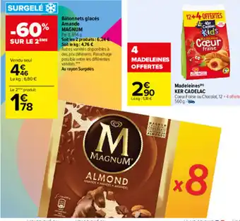 Carrefour Bâtonnets Glaces Amande Magnum offre