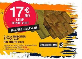 Chretien Matériaux Clin à emboîter autoclave pin traîté oko offre