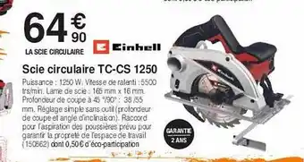 Chretien Matériaux Scie circulaire tc-cs 1250 einhell offre