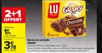 Carrefour Barres de Céréales Grany offre
