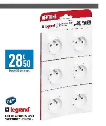 Brico Cash Lot de 6 prises 2p+t offre