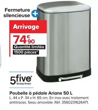 Castorama Poubelle à Pédale Ariane 50 L offre