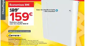 Castorama Radiateur Double Cœur de Chauffe 1000W offre