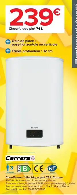 Chauffe-eau** électrique Plat 74 L Carrera