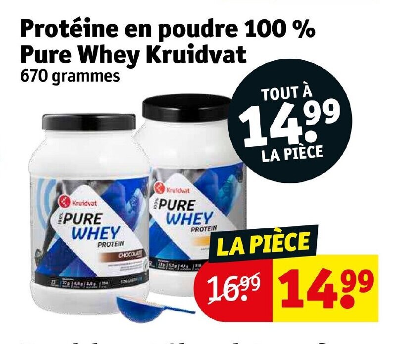 Promo Protéine En poudre 100 Pure Whey Kruidvat chez Kruidvat