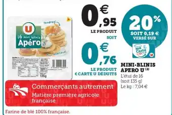 Super U Mini-Blinis Apero U offre