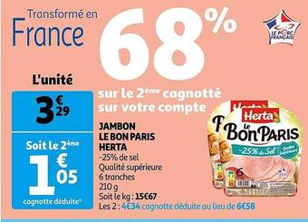 Auchan Jambon le bon paris herta offre