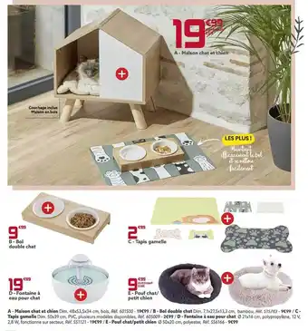 Gifi Bol double chat , tapis gamelle, fontaine à eau pour chat, pouf chat-petit chien offre